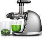 AMZCHEF Juicer Machines - Cold Press Slow Juicer -Masticating Juicer Whole Fruit And Vegetable - Delicate Chew No Need To Filter - Bpa Free Juice Extractor With 2 Cups And Brush (Grey), 150 Watts