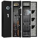 EMAXEE 3-5 Rifle Gun Safe, Gun Cabinet for Home Rifle and Pistols with Upgraded Digital Keypad and LED Light, Quick Access Gun Safes & Cabinets with Removable Shelf and Rifle Racks