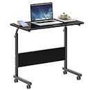 SogesHome 31.5inches Adjustable Mobile Bed Table Portable Laptop Computer Stand Desks with Rolling Wheels，Black