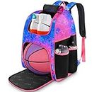 MATEIN Basketball Bag, Sturdy Soccer Bag with Ball Holder & Shoe Compartment, Large Basketball Backpack for Training Equipment, Water Resistant Sports Ball Bags Fits Volleyball Football, Colorful