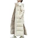 Bilqis Lightning Deals of Today Prime Clearance Women Long Quilted Coat Maxi Length Long Sleeve Puffer Jacket Solid Hooded Padded Coats Thick Warm Winter Outerwear,Plus Size Rain Jackets For Women