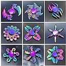 SQUIDSY Ninja Gyro Rainbow Super Smooth Metal Hand Fidget Toy Spinner Long Time Rotation Playing Spinner Stress Relieve EDC Toys for Adult, Boys Girls (1Pcs Random Design)