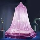 Stars Bed Canopy Glow in The Dark, Eimilaly Bed Canopy for Girls Mosquito Net, Princess Canopy for Girls Bed Room Decor, Pink