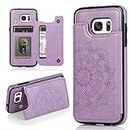 Phone Case for Samsung Galaxy S7 Edge with ID&Credit Card Holder Slots Pockets Wallet Back Cover Stand Flip Cell Glaxay S7edge Gaxaly S 7 Plus Galaxies GS7 7s 7edge Cases Soft PU Women Men Purple