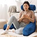 Luxdream Reading Pillow Back Rest Pillow Shredded Memory Foam Back Support Pillow Backrest Pillow Detachable Neck for Lounging Reading Working On Laptop Watching TV Navy Blue