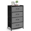 LIANTRAL Dresser with 4 Drawers, Fabric Dressers for Bedroom, Small Chest of Drawers, Sturdy Steel Frame & Wood Top, Storage Drawers Tower for Bedroom, Hallway, Entryway, Closets (Dark Grey)