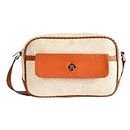 Nestasia Stylish Handmade Vegan Leather Sling Bag for Women | Zip Closure - Adjustable & Detachable Straps | White & Tan Brown