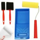 4PC Paint Roller Set 4" Foam Tray Brushes Home Painting Supplies Wall Tool Kit