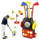 HYAKIDS Toddler Golf Set for Kids, Indoor Outdoor Games Sports Toys, with Adjustable Golf Clubs, Gifts for Boys Girls 3 4 5 6 Years Old