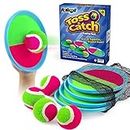 Ayeboovi Kids Toys Toss and Catch Ball Set Outdoor Games Toys for 3 4 5 6+ Year Old Boys Girls Toss and Catch Game Set with 4 Paddles and 4 Balls[Upgraded Version]