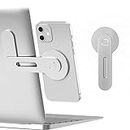 CloudValley Magnetic Phone Holder for Laptop, Adjustable Phone Monitor Side Mount for iPhone 14/13/ 12 MagSafe Seires, Slim Portable Foldable Computer Expansion Bracket, Silver