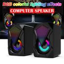 LED Speakers Surround Sound System PC Gaming Bass USB Wired for Desktop Computer