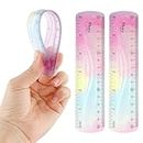 2Pcs Flexible Ruler, Mabor 15Cm Soft Plastic Ruler Bendable Ruler with Centimeters and Inches Colorful Straight Ruler for Kids Student Home School Office Supplies