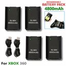 2/4pcs For Xbox 360 Rechargeable Play & Charge Kit Controller Battery Pack Black