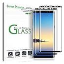 amFilm (2 Pack Glass Screen Protector for Samsung Galaxy Note 8, Full Screen Coverage, 3D Curved Tempered Glass, Dot Matrix with Easy Installation Tray