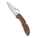 Spyderco Delica 4 Lightweight Signature Knife with 2.90" Flat-Ground Steel Blade and High-Strength Brown FRN Handle - PlainEdge - C11FPBN