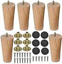 LCOUACEO Wooden Furniture Legs 6 PCS Sofa Wooden Feet,Sofa Legs for Wooden Floors,Wood Furniture Leg Wooden Feet for Cabinets Soft Table Set (Height 12cm)