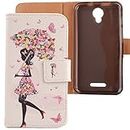 LANKASHI Umbrella Girl Design PU Flip Billetera Funda De Carcasa Cuero Case Protective Cover Piel para Alcatel One Touch Pixi 4 5010D 5"