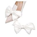 Satin Bow Shoe Clips Dots Solid Color Shoe Clips Removable Shoe Clips Elegant Wedding Party Shoe Buckle Bag Clothing Hair Accessories for Women Girls 2 Pcs, Fabric, No Gemstone