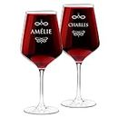 Maverton Set de 2 Verres à Vin en Cristal - Verres gravés 530 ml - Verres XL Personnalisés - Cadeau d’anniversaire pour couple - Verres Classiques pour parents - Duo