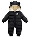 Baby Snowsuit 0-3 months Cute Boys New Born Winter Coat Toddler Clothes Hooded Jumpsuit One Piece Romper Warm Jacket Black