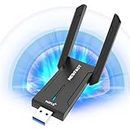 NEWFAST 5400Mbps USB WiFi Dongle for PC High Gain WiFi 6E Adapter Tri-band USB 3.0 Wireless Dongle 6G/5G/2.4G, MU-MIMO, Low-Latency Gaming WPA3 WiFi 6 Dongle for Windows 10/11, Beamforming Technology