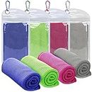Skycase Toallas refrescantes, [4 unidades] Toalla de yoga toalla de hielo toalla de microfibra para yoga, deporte, gimnasio, entrenamiento, camping, fitness, entrenamiento, verde, gris, rojo rosa,