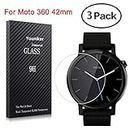 Youniker 3 Pack for Motorola Moto 360 42mm Screen Protectors Tempered Glass for Moto 360 Gen 2 42MM Smart Watch Screen Protector Foils Glass for Moto 360 42MM Anti-Scratch Bubble Free