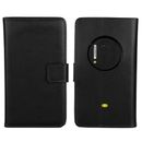 Black Genuine Leather Wallet Money Card Case Cover Stand for Nokia Lumia 1020