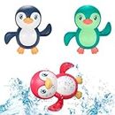 2024 Newn Bath Toys for Toddlers 1-3, Boat/Turtle/Penguin Swimming Floating Wind Up Toys for 1-5 Year Old Boy Girl, New Born Baby Bathtub Water Toys, Preschool Toddler Pool Toys (Penguin, Pack 1)
