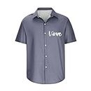 Love Print Shirt for Men Summer Casual T Shirts Lapel Short Sleeve Blouses Baggy Fashion Tops Solid Color Bowling Tees Holiday Bowling Golf Ropa para Hombre Summer 2024 Navy