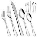 Silverware Set，MASSUGAR 20-Piece Silverware Flatware Cutlery Set, Stainless Steel Utensils Service for 4, Include Knife/Fork/Spoon, Mirror Polished