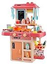 Little Hands Kids 42-Piece Kitchen Playset, with Realistic Lights & Sounds, Play Sink with Running Water,Dessert Shelf Toy & Kitchen Accessories Set for 3 Year Old Girls Item Name (Multicolor)