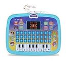 CATBAT Educational Learning Kids Laptop Tablet Computer Plus Piano with led Screen Music Fun Toy Activities for Kids Age 1 2 3-6 Years to Learn Alphabet ABC/Numbers/Words (Blue)