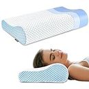 Polovo Memory Foam Pillows Neck Pillow for Sleeping, Ergonomic Contour Cervical Pillow Neck Support Bed Pillow for Side Back Stomach Sleeper, Orthopedic Pillow for Neck Pain Relief, White (KD0208)