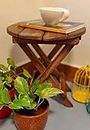 Care 4U ® Beautiful Wooden Antique Folding Side Table (Brown)