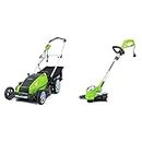 Greenworks 13 Amp 21-Inch Corded Lawn Mower 25112 & 21272 5.5Amp 15-Inch Corded String Trimmer