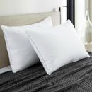Set of 2 100% Feather Bed Pillows 100% Cotton Cover Queen or King Size Pillows