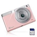 Digital Camera 4K 50MP with 32GB SD Card 2.88" IPS LCD Screen Auto Focus 16x Digital 9 Special Shooting Modes Zoom Beginner Portable Mini Camera 0.23LB Gifts for Teens (Pink, Batteries X1)