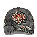 Customized Text Baseball Hat 3D Cap with Fire Rescue Honor Courage Maltese Cross On It Fire Fighter Accessory for Firefighter Husband Dad Male Multicolor, Multicolor, One Size
