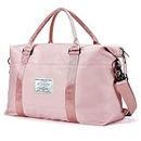 Storite Nylon 44 Cm Imported Travel Duffel Bag For Women's, Sports Gym Tote Style Travel Overnight Bag With Wet Pocket Waterproof Duffle Travel Bag (Pink,44X14X32Cm), 14 Cm