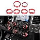 Keptrim for F150 Air Conditioner Switch & Trailer & 4WD & VOL Knob Button Trim for Ford F150 XLT 2016 2017 2018 2019, Red Aluminum, 6pcs (Not for 2021 2022 2023)