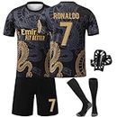 Pardofelis Football Jersey for Children, Jersey No. 7 Football Jerseys Football T-Shirt Shorts Socks and Shin Pads Set, Outdoor Football Jersey for Boys Suit, black, 28