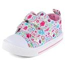 Cheerful Mario 1-5 Years Baby Girls Trainers Toddler Girls Fashion Canvas Shoes Casual Sneakers Easy Fastening Flower Light Blue 6 UK Child