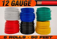 12 Gauge 12v Automotive Primary Wire Remote Cable CCA - 6 Rolls - 50 Feet Each