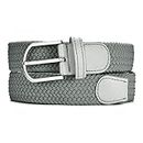 MASADA Cinturón de tela - Cinturón stretch elástico para hombres y mujeres 3,2 cm de ancho 90-100 cm de largo - Gris claro