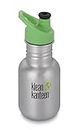 Klean Kanteen 12 oz Stainless Steel Water Bottle (Sports Cap 3.0 in Bright Green) - Brushed Stainless