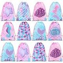 Clabby 12 Pcs Mermaid Party Favor Bags Candy Gifts Sacks Bulk Birthday Fish Scales Goodie Bags Under the Sea Ocean Theme Treat Bags