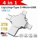 2TB 1TB TYPE-C OTG Stick 4 in 1 USB Memory Photo Stick Android Samsung Pen Drive