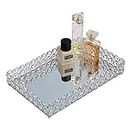Crystal Cosmetic Tray Used for Dressing Table Bathroom Kitchen Holiday Party Wedding Decoration and Other Core Decoration or Storage L12" x W8" x H2"